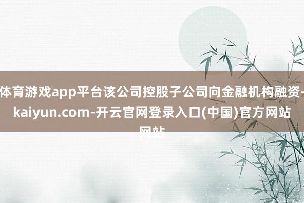 体育游戏app平台该公司控股子公司向金融机构融资-kaiyun.com-开云官网登录入口(中国)官方网站